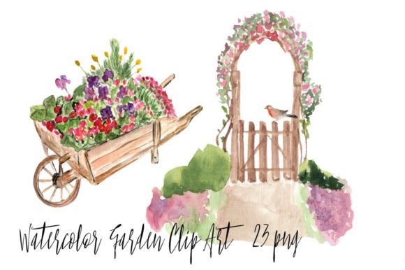 23 Watercolor Garden Clip Art for Creative Design Projects