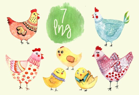 7 Watercolor Hen Clip Art: A Versatile Illustration for Crafters