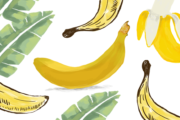 Banana Watercolor Illustration Set for Branding and Packaging