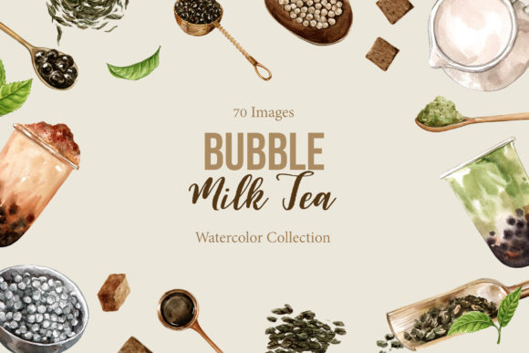 Bubble Milk Tea Watercolor Set: A Versatile Illustration for Modern Branding