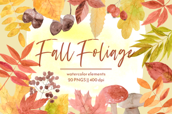 Fall Leaves Autumn Watercolor Graphics: A Versatile Illustration for Seasonal Crafting