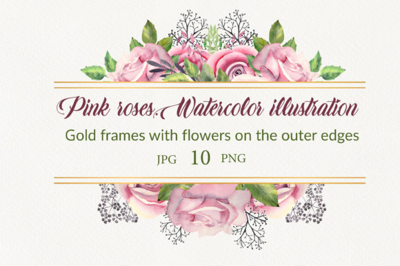 Pink Roses Watercolor Frames: A Versatile Graphic Design Asset for Modern Branding