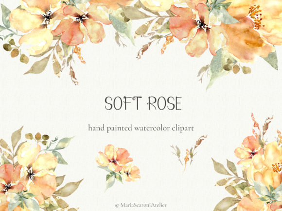 Soft Rose Watercolor Flowers Clipart for Creative Design Projects