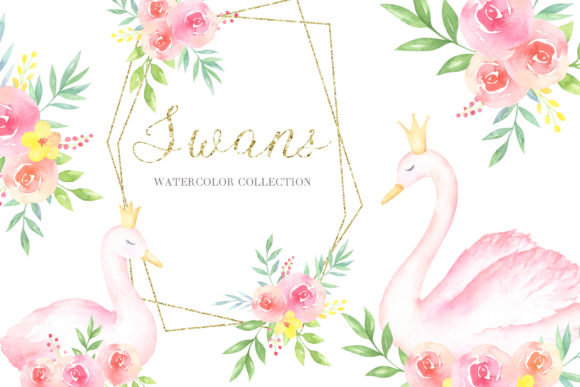 Swans Watercolor Collection: A Delicate Design for Thoughtful Projects