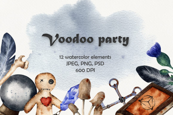 Voodoo Party Watercolor Set: A Playful Illustrations Boost for Content Creators