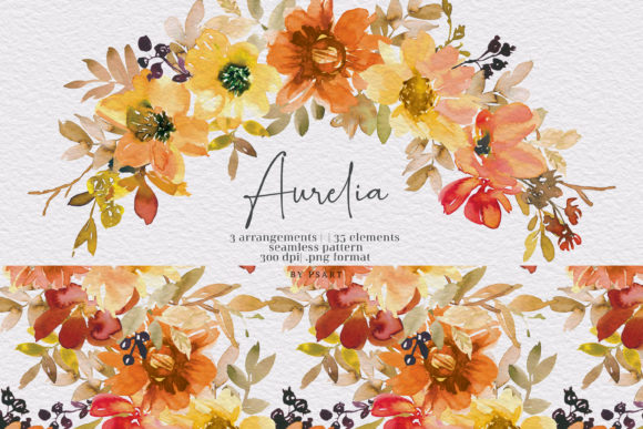 Watercolor Autumn Floral Clipart Set: A Versatile Illustration for Seasonal Designs