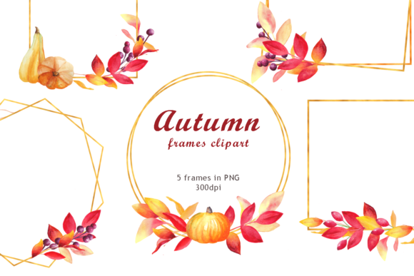 Watercolor Autumn Gold Geometrical Frame Review for Digital Illustrations