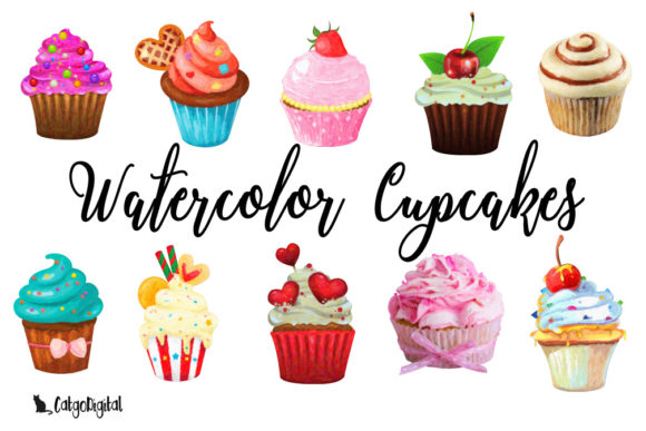 Watercolor Cupcakes Clipart: A Sweet Illustration for Creative Sellers