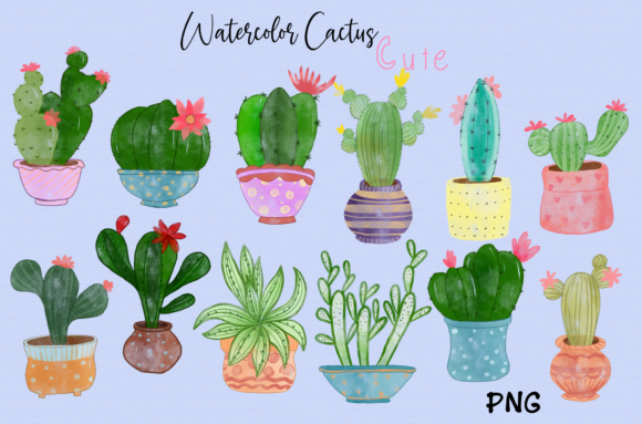 Watercolor Cute Cactus Clipart Review for Real Embroidery Projects