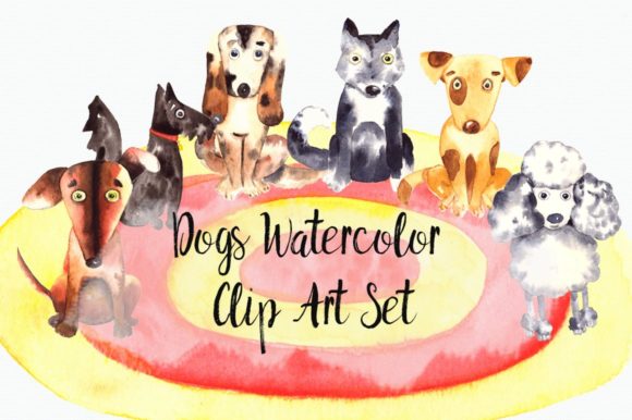 Watercolor Dogs Clip Art Set: A Versatile Illustration for Handmade Creations