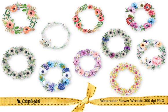 Watercolor Flower Wreaths Clipart: A Versatile Illustration for Handmade Creations