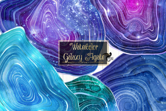 Watercolor Galaxy Agate Clip Art for Modern Illustrations