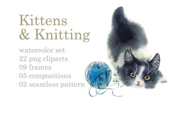 Watercolor Kitten Yarns: A Delightful Graphic Design Asset for Local Business Branding
