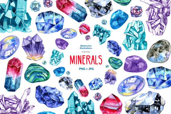 Watercolor Minerals and Gems: A Unique Illustration for Creative Sellers