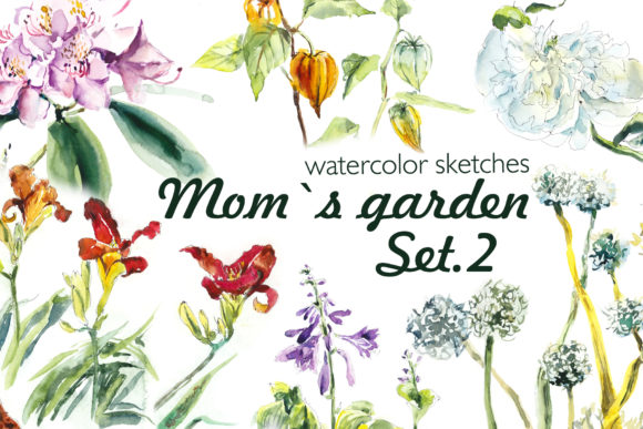 Watercolor Mom’s Garden Illustrations for Branding and Marketing