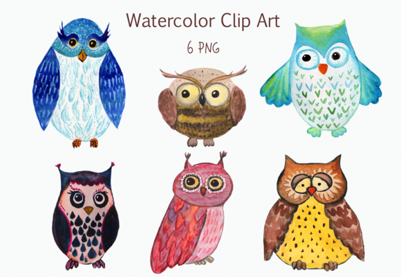 Watercolor Owls Clip Art: A Versatile Illustration for Creative Marketing