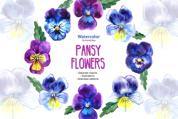 Watercolor Pansy Flower Set: A Versatile Illustration for Digital Sellers