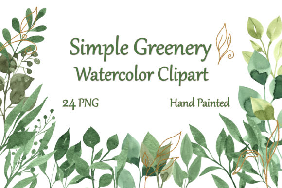 Watercolor Simple Greenery Clipart: A Fresh Addition to Your Illustrations Toolkit