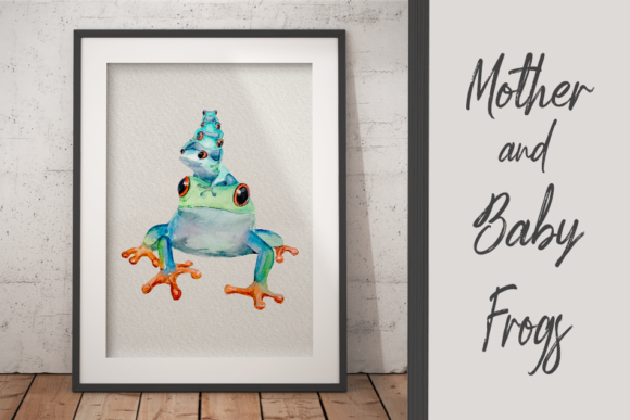 Watercolour Mother and Baby Frogs - Clip: A Versatile Illustration for Digital Sellers