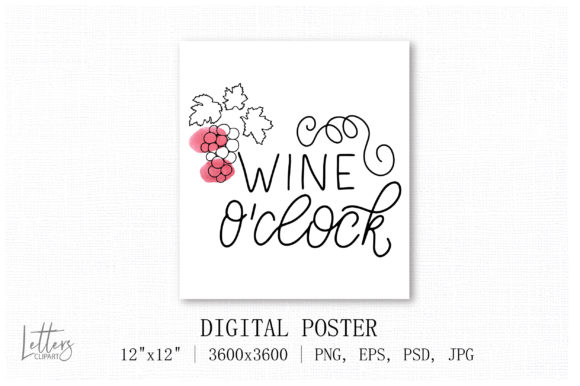 Wine O’Clock Watercolor Illustrations for Small Business Branding
